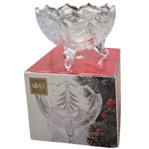 MIKASA Footed Crystal Christmas Tree Candy Nut Decorative Bowl